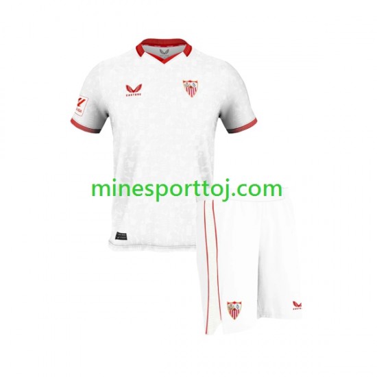 Sevilla FC Børne Hjemmebane Fodboldtrøje 2023-2024 Lange Ærmer