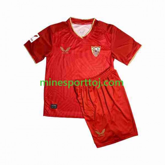 Sevilla FC Sergio Ramos 4 Børne Udebane Fodboldtrøje 2023-2024 Lange Ærmer