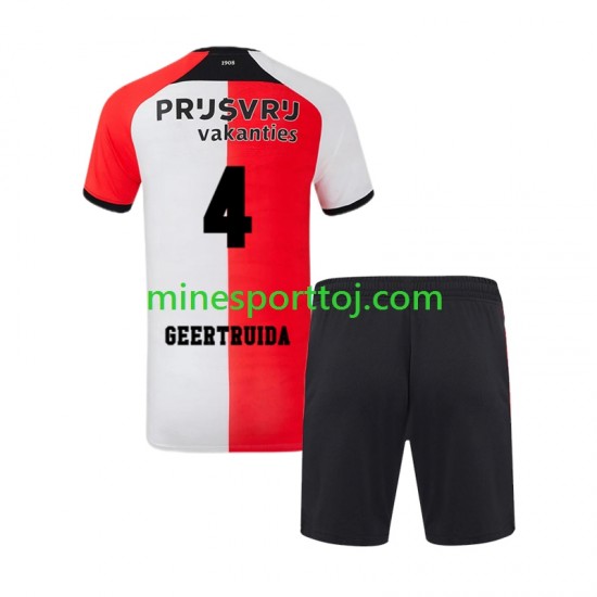 Feyenoord Rotterdam Lutsharel Geertruida 4 Børne Hjemmebane Fodboldtrøje 2024-2025 Lange Ærmer