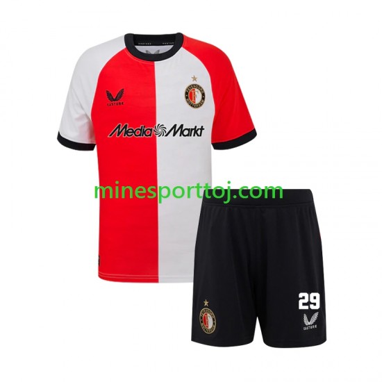 Feyenoord Rotterdam Santiago Gimenez 29 Børne Hjemmebane Fodboldtrøje 2024-2025 Lange Ærmer