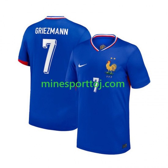 Frankrig Antoine Griezmann 7 Euro 2024 Herre Hjemmebane Blå Fodboldtrøje Lange Ærmer