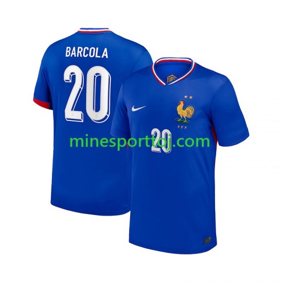 Frankrig Bradley Barcola 20 2024 Herre Hjemmebane Fodboldtrøje Lange Ærmer