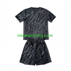 Frankrig Målmand Euro 2024 Børne Udebane Sort Fodboldtrøje Lange Ærmer