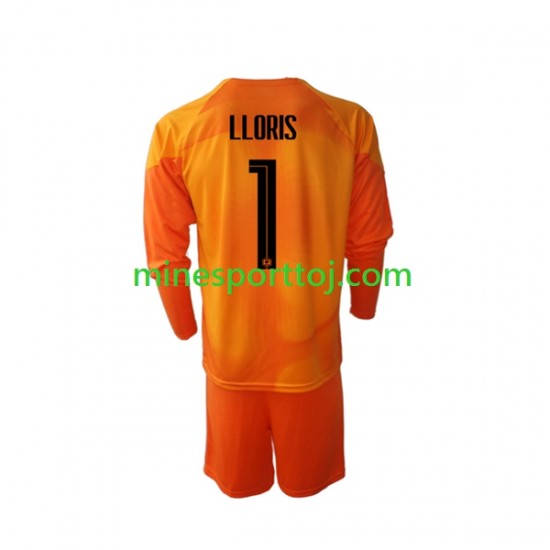 Frankrig Målmand Hugo Lloris 1 Børne Udebane Fodboldtrøje VM 2022 med Korte Ærmer