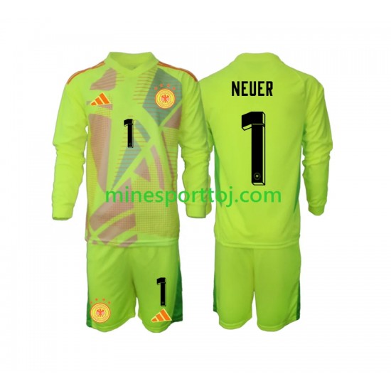 Tyskland Målmand Manuel Neuer 1 Euro 2024 Børne Udebane Fodboldtrøje med Korte Ærmer