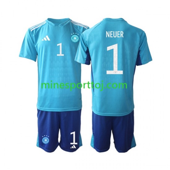 Tyskland Målmand Manuel Neuer 1 Børne Hjemmebane Fodboldtrøje VM 2022 Lange Ærmer Tyskland Målmand Manuel Neuer 1 Børne Hjemmebane Fodboldtrøje VM 2022 Lange Ærmer