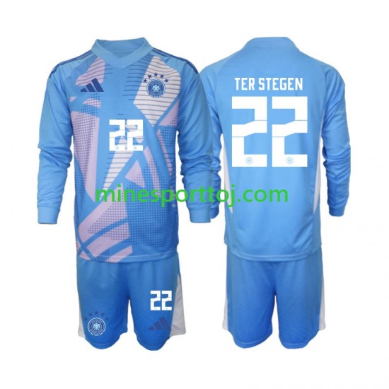 Tyskland Målmand Ter Stegen 22 Børne Fjerde Fodboldtrøje 2024-2025 med Korte Ærmer
