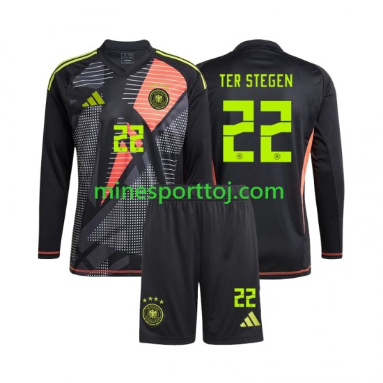 Tyskland Målmand Ter Stegen 22 Euro 2024 Børne Hjemmebane Fodboldtrøje med Korte Ærmer