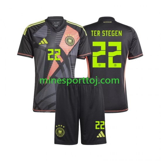 Tyskland Målmand Ter Stegen 22 Euro 2024 Børne Hjemmebane Fodboldtrøje Lange Ærmer