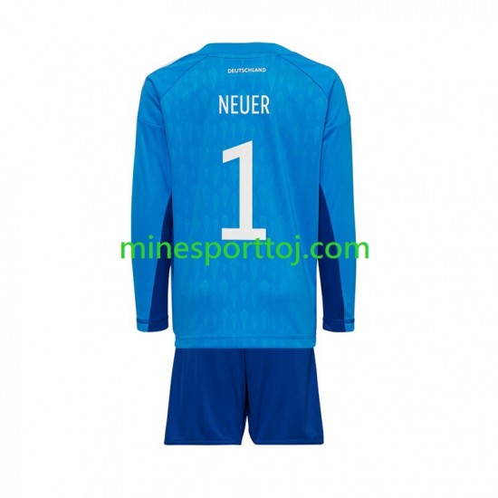 Tyskland Målmand Manuel Neuer 1 Børne Hjemmebane Fodboldtrøje VM 2022 med Korte Ærmer Tyskland Målmand Manuel Neuer 1 Børne Hjemmebane Fodboldtrøje VM 2022 med Korte Ærmer