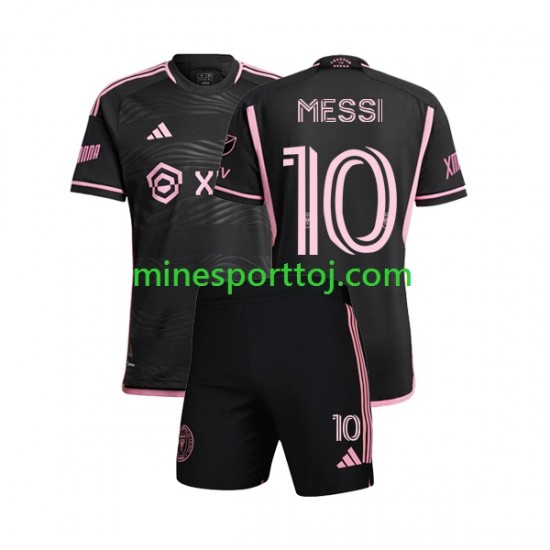 Inter Miami Lionel Messi 10 2023 Børne Udebane Fodboldtrøje Lange Ærmer