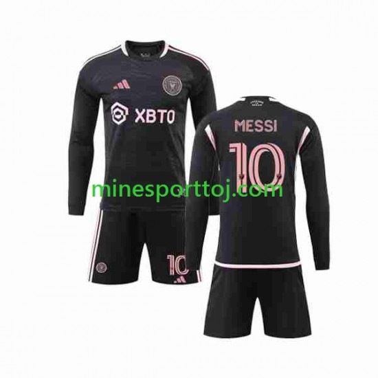 Inter Miami Lionel Messi 10 Børne Udebane Fodboldtrøje 2023-2024 med Korte Ærmer
