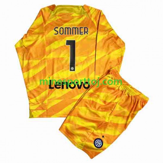 Inter Milan Målmand Sommer 1 Børne Hjemmebane Fodboldtrøje 2023-2024 med Korte Ærmer