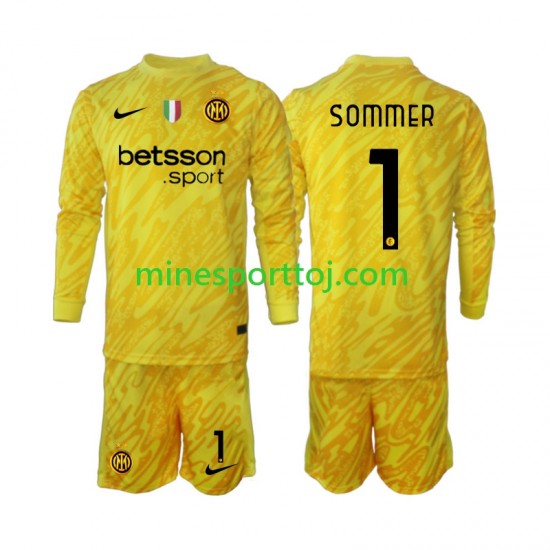Inter Milan Målmand Yann Sommer 1 Børne Udebane Fodboldtrøje 2024-2025 med Korte Ærmer