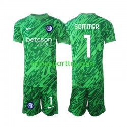 Inter Milan Målmand Yann Sommer 1 Børne Hjemmebane Fodboldtrøje 2024-2025 Lange Ærmer