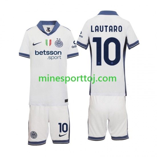 Inter Milan Lautaro 10 Børne Udebane Fodboldtrøje 2024-2025 Lange Ærmer
