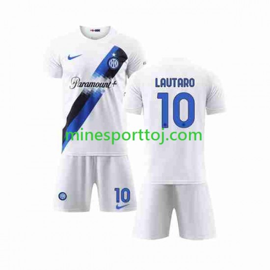 Inter Milan Lautaro Martinez 10 Børne Udebane Fodboldtrøje 2023-2024 Lange Ærmer