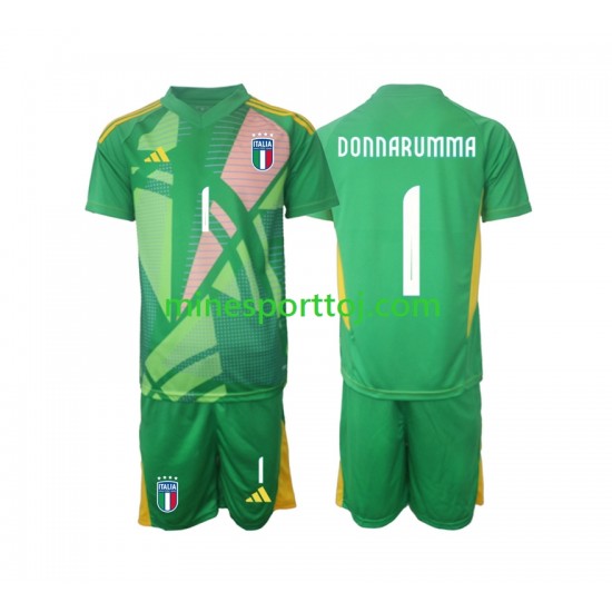 Italien Målmand Donnarumma 1 Euro 2024 Børne Udebane Fodboldtrøje Lange Ærmer