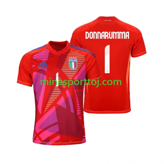 Italien Målmand Gianluigi Donnarumma 1 Euro 2024 Herre Tredje Rød Fodboldtrøje Lange Ærmer