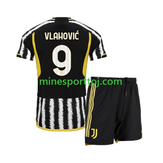 USA Juventus Dn Vlahovic 9 Børne Hjemmebane Fodboldtrøje 2023-2024 Lange Ærmer