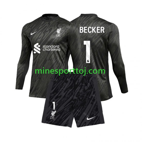Liverpool Målmand Alisson Becker 1 Børne Hjemmebane Fodboldtrøje 2024-2025 med Korte Ærmer
