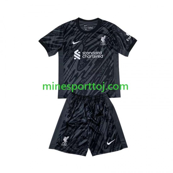 Liverpool Målmand Børne Hjemmebane Sort Fodboldtrøje 2024-2025 Lange Ærmer