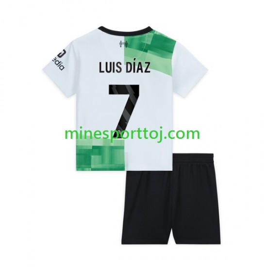 Liverpool Luis Diaz 7 Børne Udebane Fodboldtrøje 2023-2024 Lange Ærmer