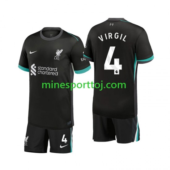 Liverpool Virgil 4 Børne Udebane Fodboldtrøje 2024-2025 Lange Ærmer