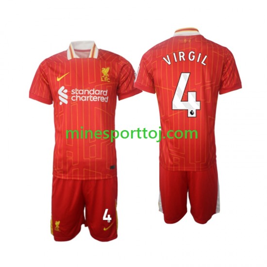 Liverpool Virgil 4 Børne Hjemmebane Fodboldtrøje 2024-2025 Lange Ærmer
