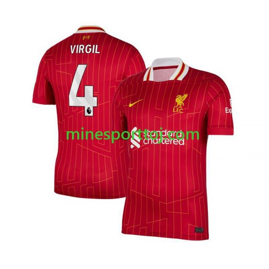 Liverpool Virgil van Dijk 4 Herre Hjemmebane Rød Fodboldtrøje 2024-2025 Lange Ærmer