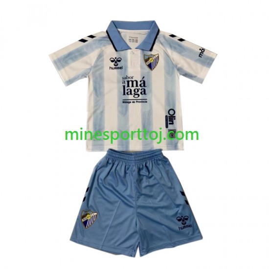 Málaga CF Børne Hjemmebane Fodboldtrøje 2023-2024 Lange Ærmer