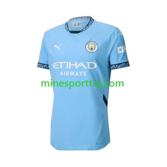 Manchester City Herre Hjemmebane Blå Fodboldtrøje 2024-2025 Lange Ærmer