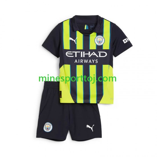 Manchester City Børne Udebane Fodboldtrøje 2024-2025 Lange Ærmer