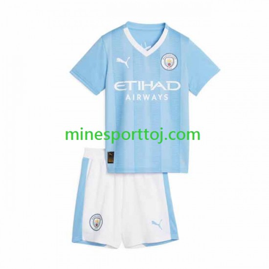 Manchester City Børne Hjemmebane Fodboldtrøje 2023-2024 Lange Ærmer Manchester City Børne Hjemmebane Fodboldtrøje 2023-2024 Lange Ærmer