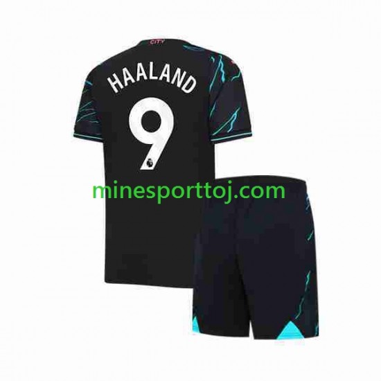 Manchester City Erling Haaland 9 Børne Tredje Fodboldtrøje 2023-2024 Lange Ærmer