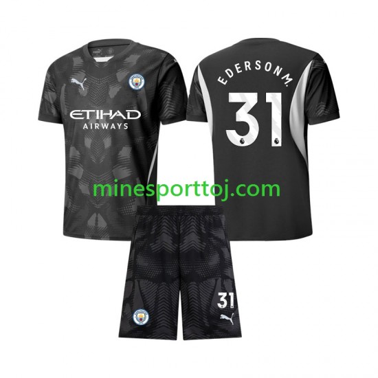 Manchester City Målmand Ederson Moraes 31 Børne Fjerde Fodboldtrøje 2024-2025 Lange Ærmer
