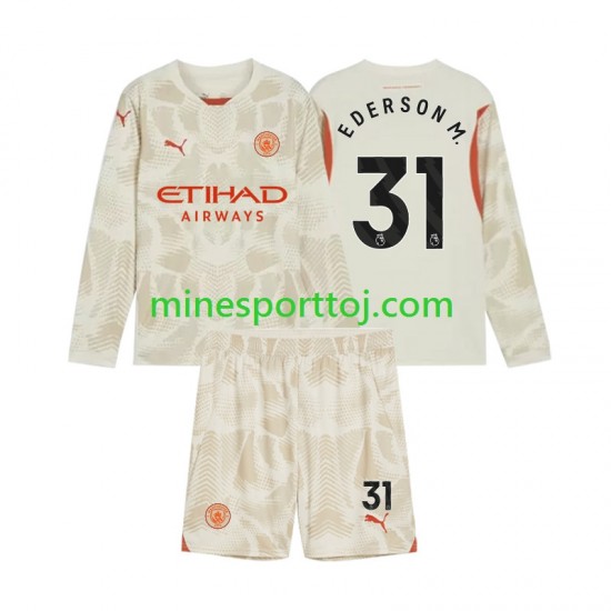 Manchester City Målmand Ederson Moraes 31 Børne Tredje Fodboldtrøje 2024-2025 med Korte Ærmer