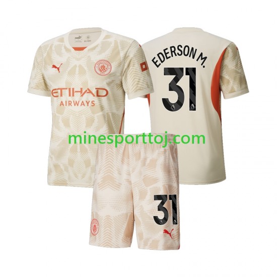 Manchester City Målmand Ederson Moraes 31 Børne Tredje Fodboldtrøje 2024-2025 Lange Ærmer