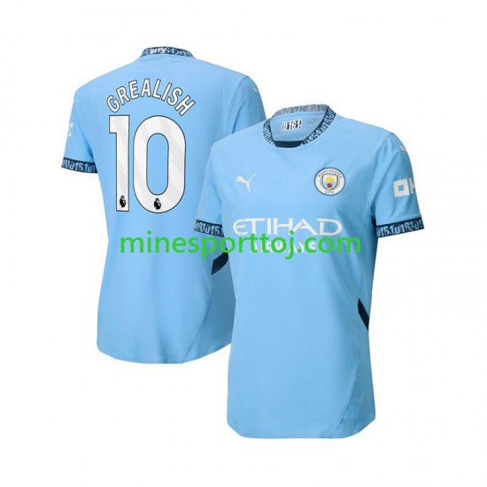 Manchester City Jack Grealish 10 Herre Hjemmebane Blå Fodboldtrøje 2024-2025 Lange Ærmer