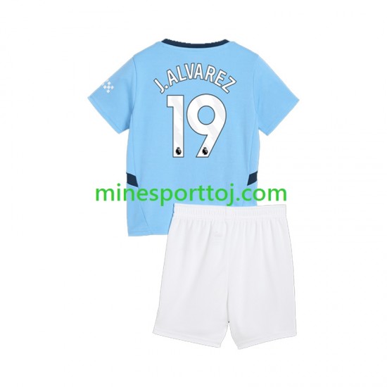 Manchester City Julian Alvarez 19 Børne Hjemmebane Fodboldtrøje 2024-2025 Lange Ærmer