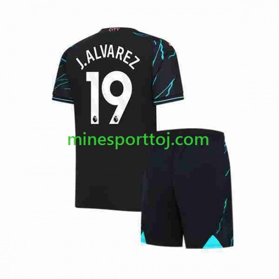 Manchester City Julian Alvarez 19 Børne Tredje Fodboldtrøje 2023-2024 Lange Ærmer