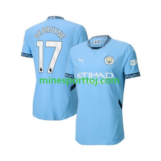 Manchester City Kevin De Bruyne 17 Herre Hjemmebane Blå Fodboldtrøje 2024-2025 Lange Ærmer