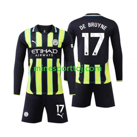 Manchester City Kevin De Bruyne 17 Børne Udebane Fodboldtrøje 2024-2025 med Korte Ærmer