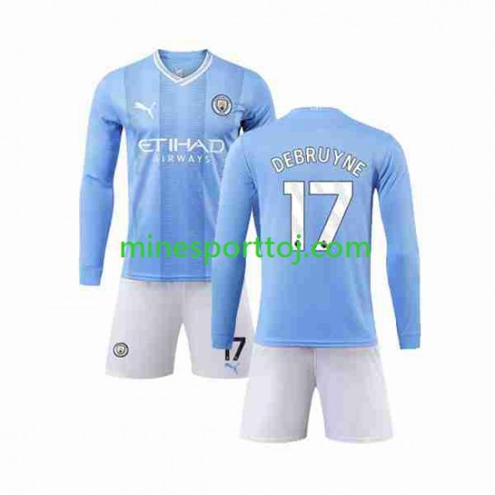 Manchester City Kevin De Bruyne 17 Børne Hjemmebane Fodboldtrøje 2023-2024 med Korte Ærmer