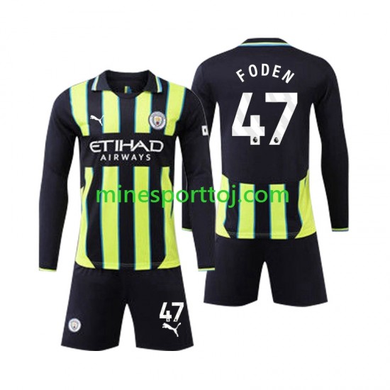 Manchester City Phil Foden 47 Børne Udebane Fodboldtrøje 2024-2025 med Korte Ærmer Manchester City Phil Foden 47 Børne Udebane Fodboldtrøje 2024-2025 med Korte Ærmer