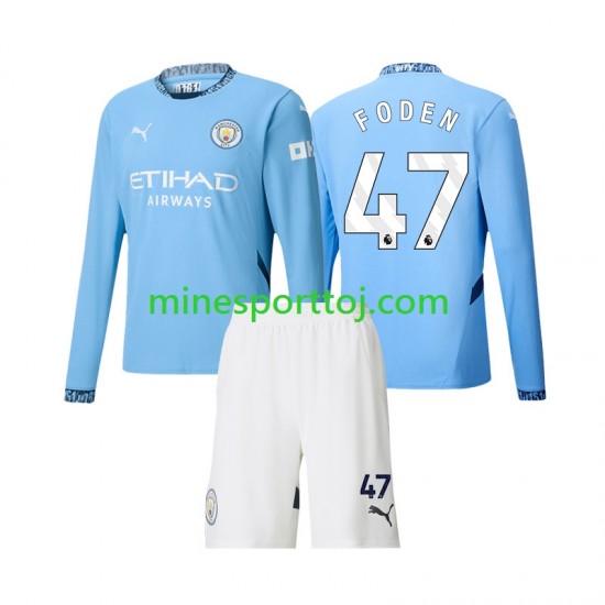 Manchester City Phil Foden 47 Børne Hjemmebane Fodboldtrøje 2024-2025 med Korte Ærmer
