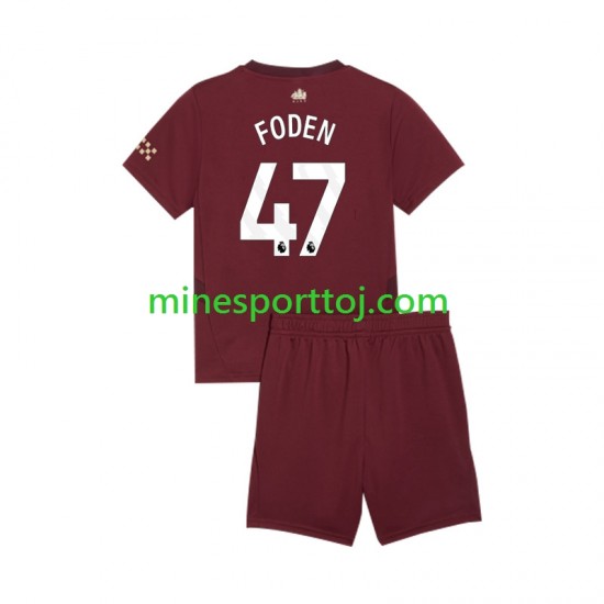 Manchester City Phil Foden 47 Børne Tredje Fodboldtrøje 2024-2025 Lange Ærmer