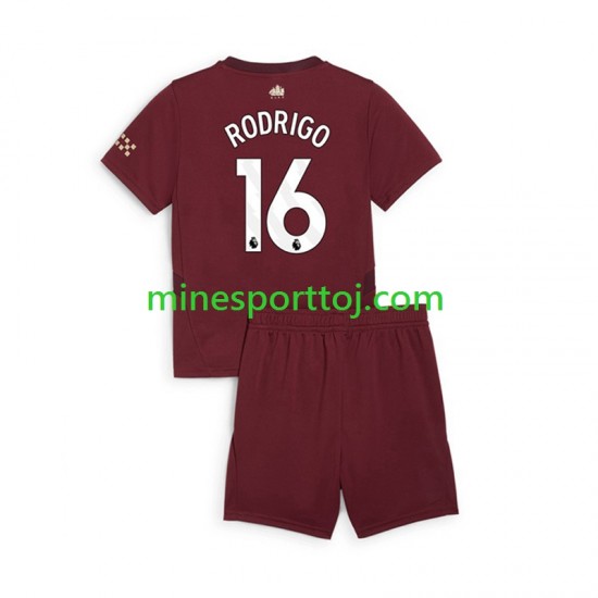 Manchester City RODRIGO 16 Børne Tredje Fodboldtrøje 2024-2025 Lange Ærmer