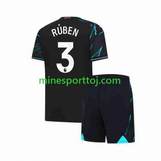 Manchester City Ruben 3 Børne Tredje Fodboldtrøje 2023-2024 Lange Ærmer