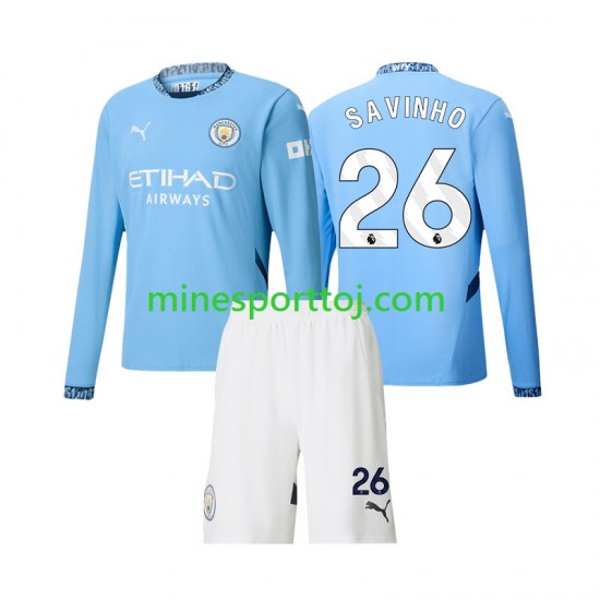 Manchester City Savinho 26 Børne Hjemmebane Fodboldtrøje 2024-2025 med Korte Ærmer